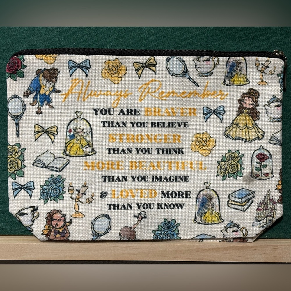 Beauty & the Beast Inspired Belle Makeup Bag Cosmetic Pouch